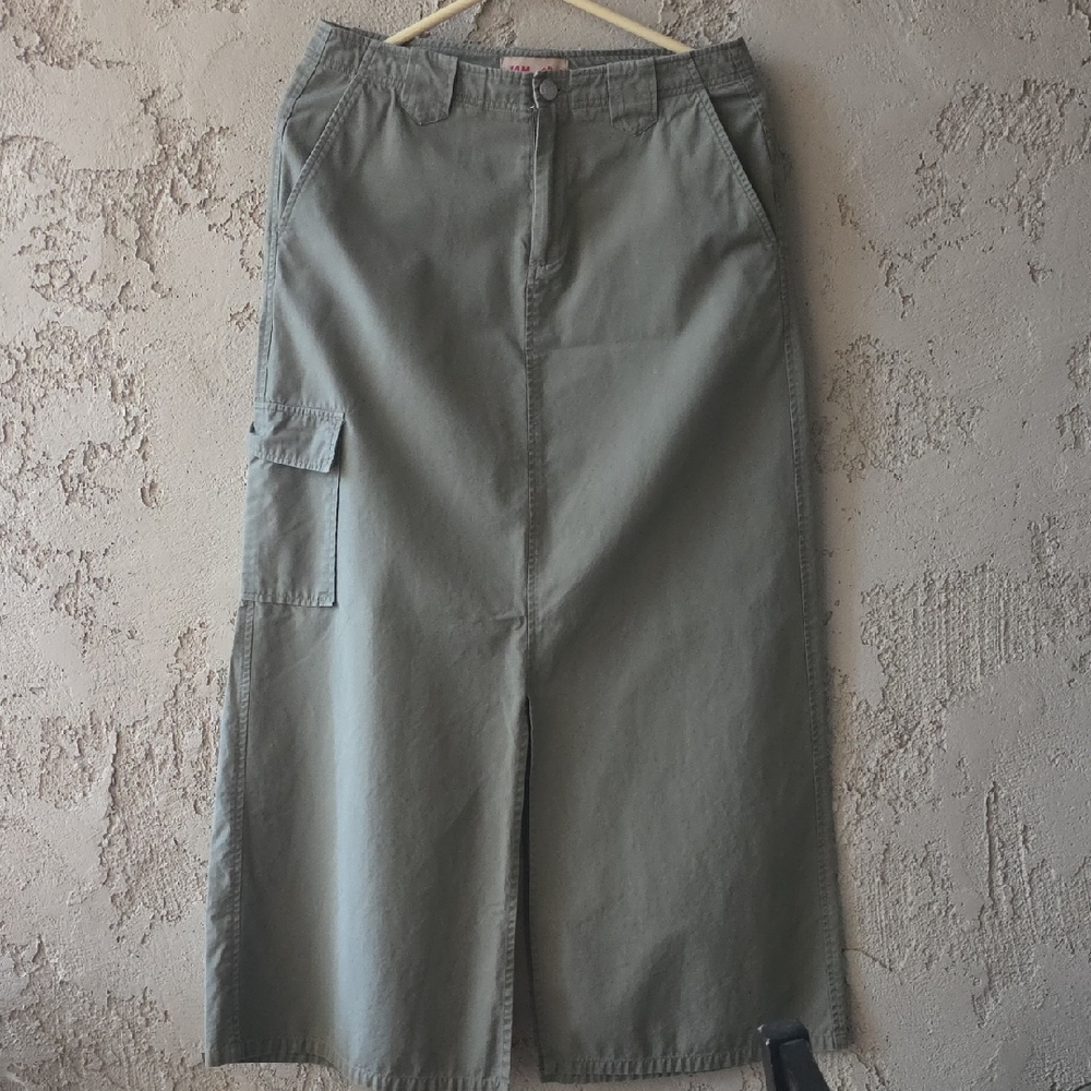 JAM Olive Maxi Green Cargo Skirt